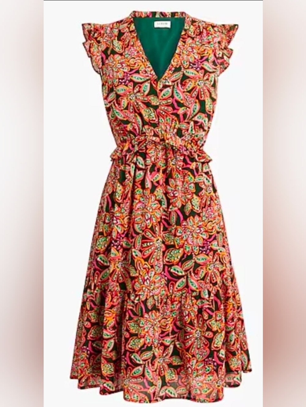 NWT J.Crew Multicolor Paisley Midi Dress Size 10 Ruffle Sleeves Boho